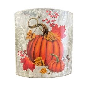 YANKEE CANDLE Cracked Glass Electric Tea Lights Pumpkin & Leaves NWOT